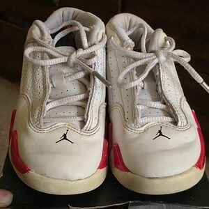 Jordan Kids White and Red Sneakers air jordan 14s
